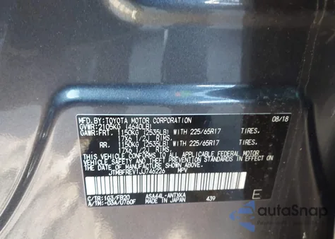 2018 Toyota Rav4 Le z USA, uszkodzony, nr VIN JTMBFREV1JJ746226